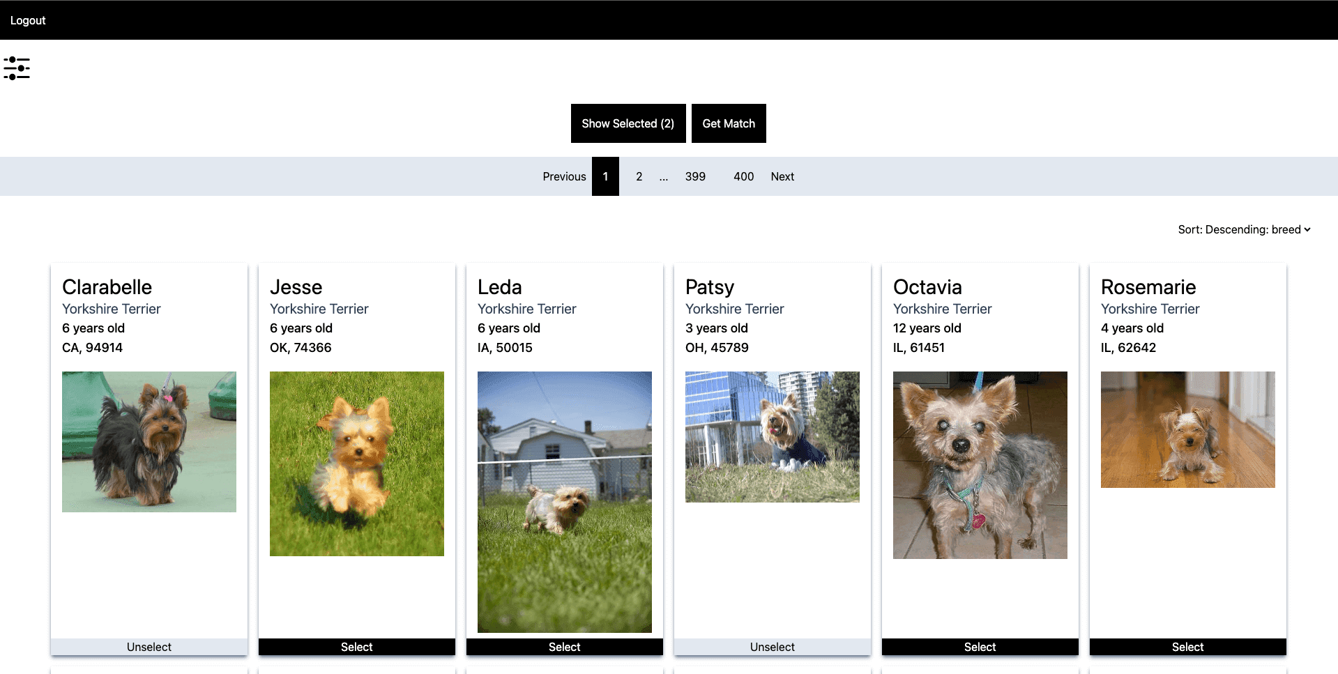 Dog Breeds Search screenshot