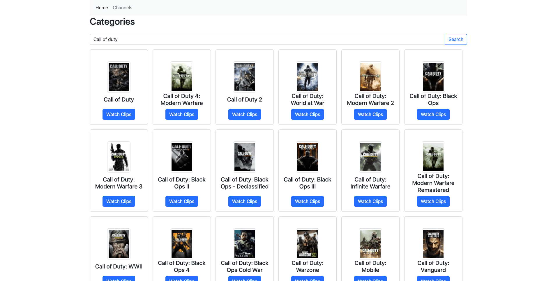 Twitch Search screenshot
