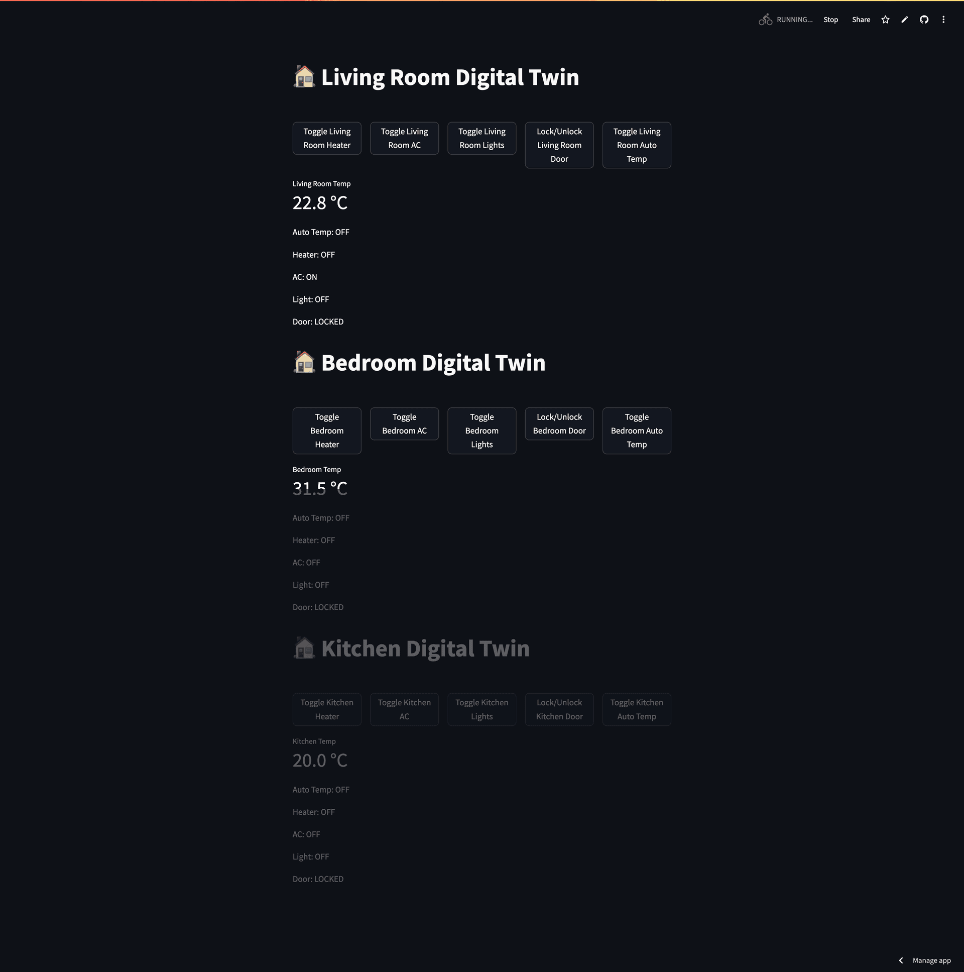 Smart Room Digital Twin screenshot